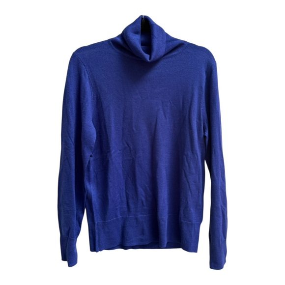 J. Crew Merino Wool Deep Blue Turtleneck Sweater NWT Women’s Large Cozy Soft - Picture 3 of 15